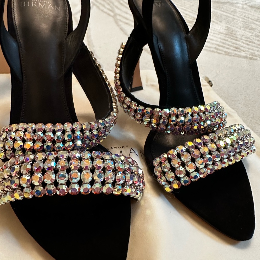 Alexandre Birman 39 Alanis Embellished Suede Slingback Sandals - Picture 12 of 15
